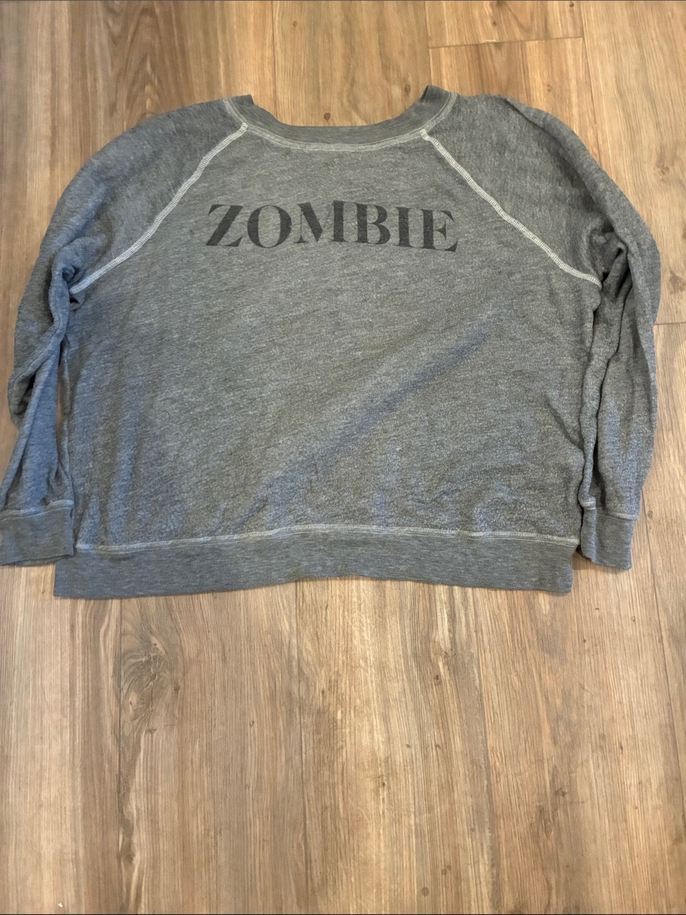 Wildfox Gray 'ZOMBIE' Graphic Crew Sweatshirt - Vintage-Inspired